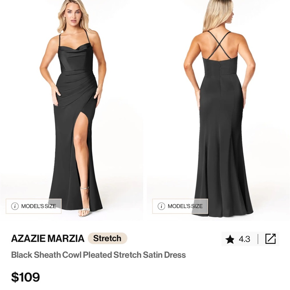 Azazie Black Stretch Satin Dress